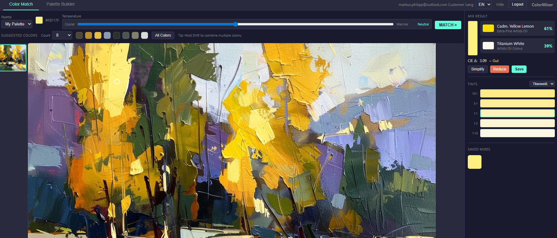 Gespeicherte Farb-Mixe